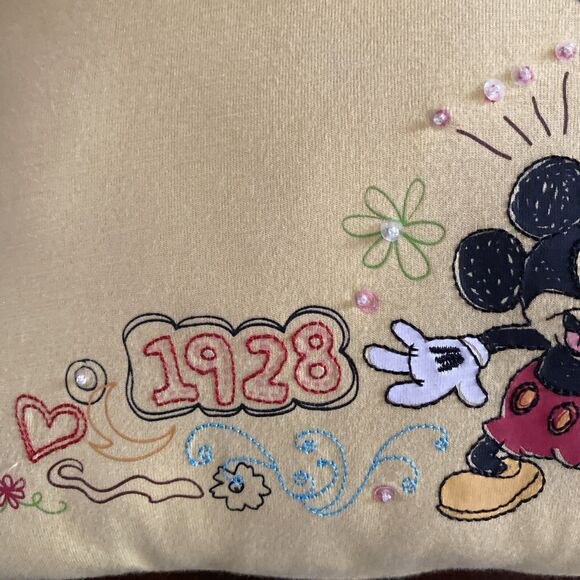 Walt Disney World Resort Oh Boy Mickey & Minnie Mouse Throw Pillow Yellow 11" - Picture 7 of 16